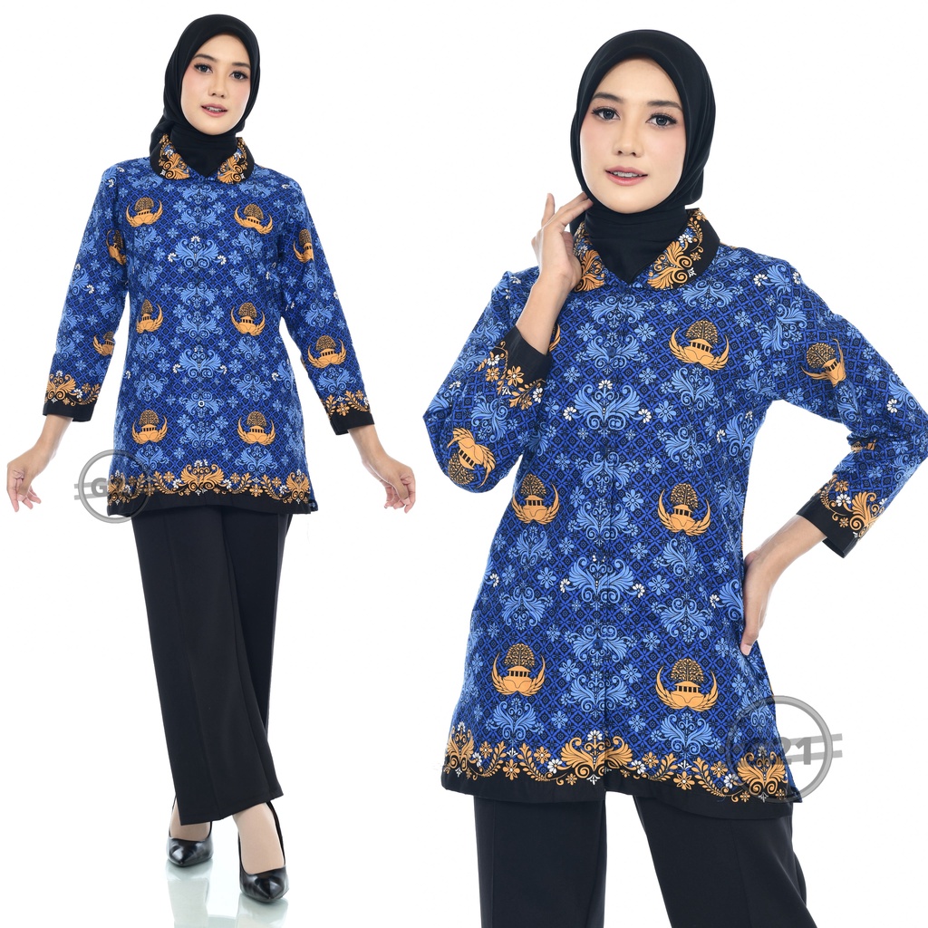 Baju Korpri Terbaru 2022 Wanita Pakai Furing Bahan Katun Lengan Panjang Seragam Batik Korpri Wanita Terbaru Standar Dan Jumbo