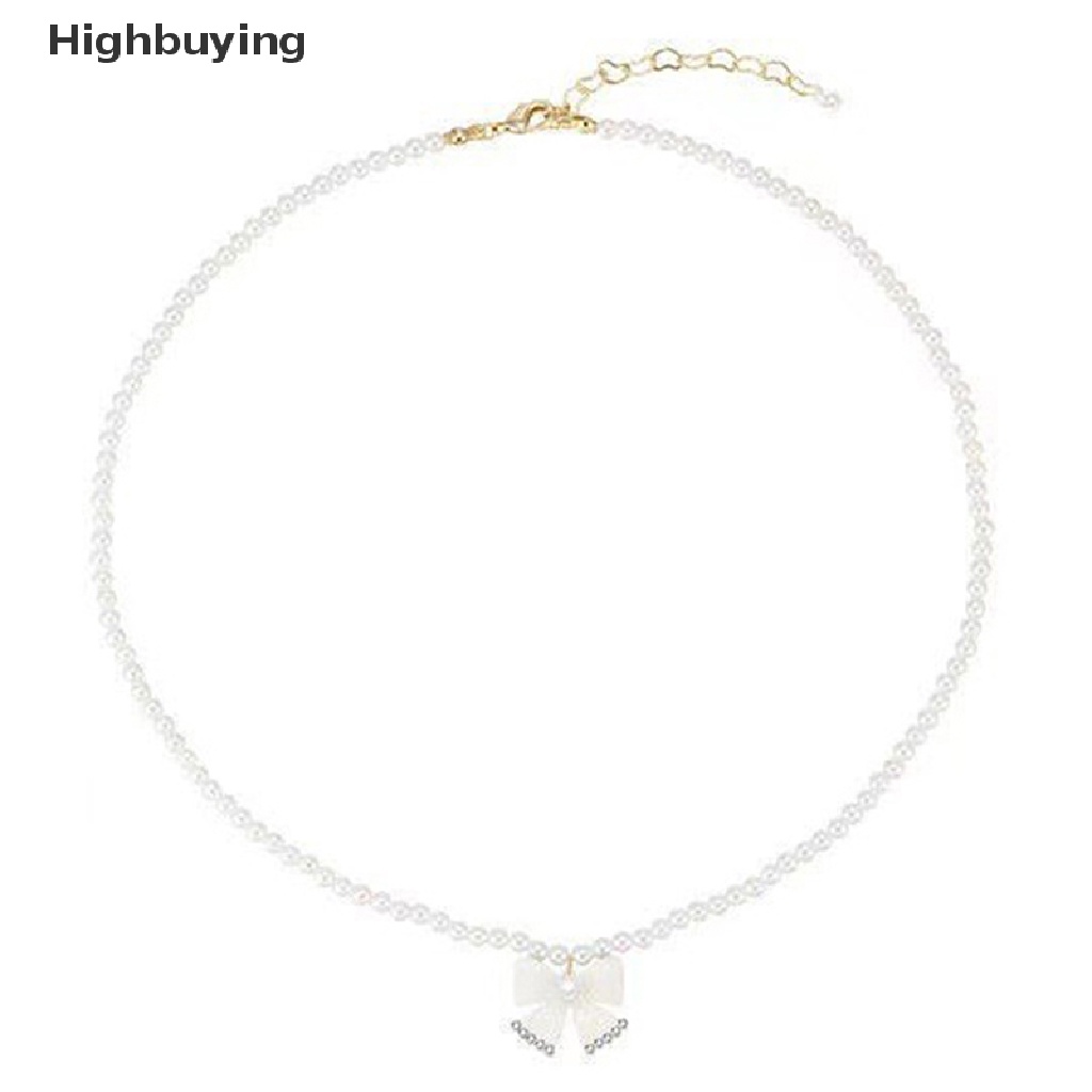 Hbid Fashion Vintage Goth Manis Busur Liontin Mutiara Manik-Manik Klavikula Kalung Untuk Wanita Fashion Boho Pesta Perhiasan Aksesoris Glory