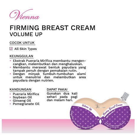 VIENNA FIRMING BREAST CREAM 30ML SACHET BPOM - KRIM PAYUDARA VIENNA - PUSH UP(PINK)