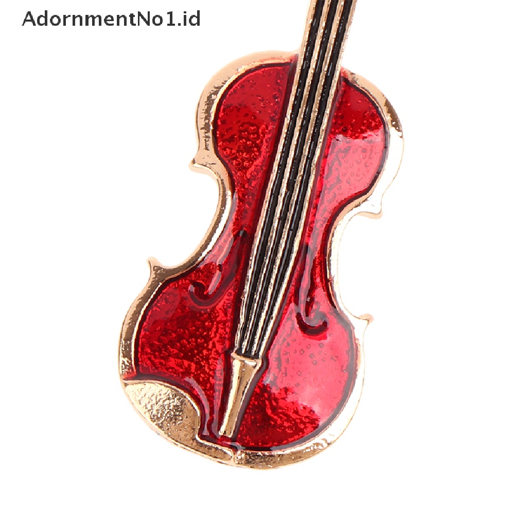 [AdornmentNo1] 1pc Fashion Elegan Merah Biola Pin Bros Lady Instrumen Brooch Perhiasan [ID]