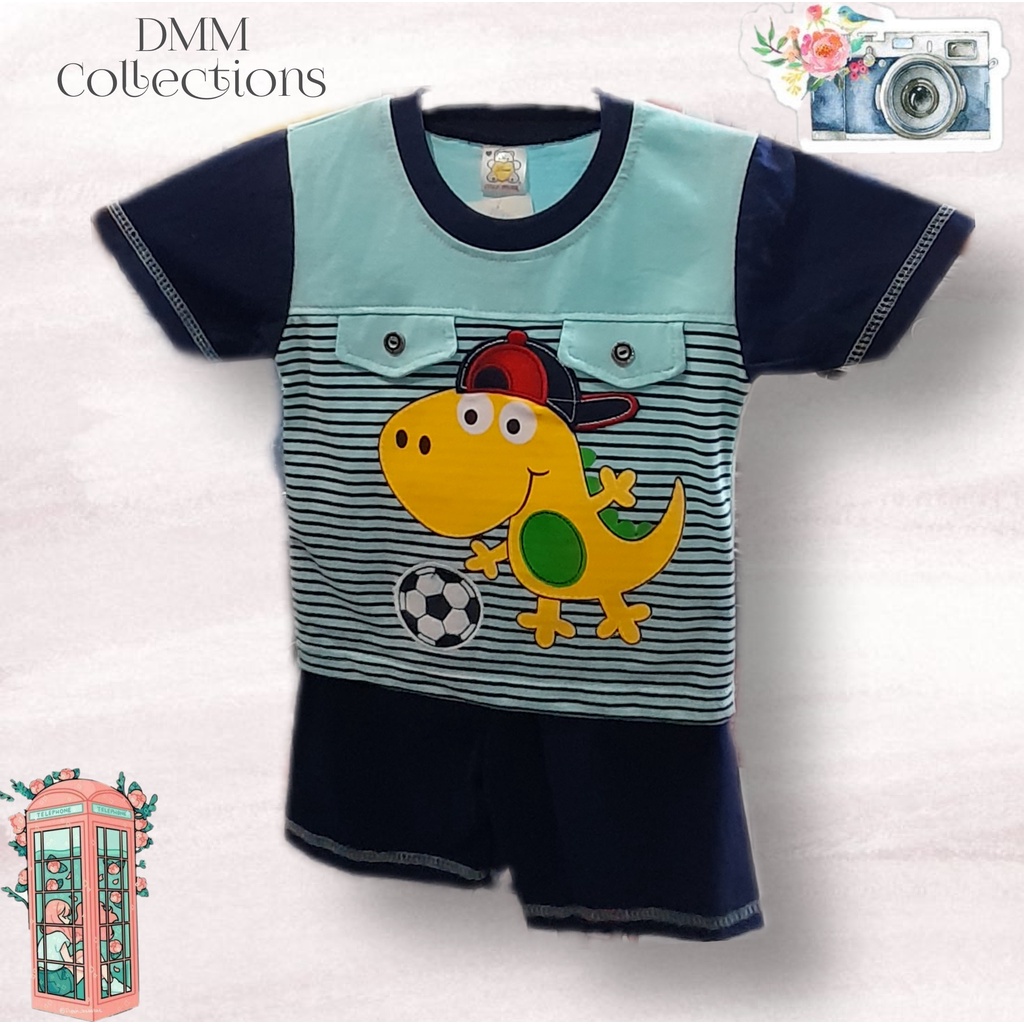 Cola Bear Setelan Anak laki laki motif dino garis