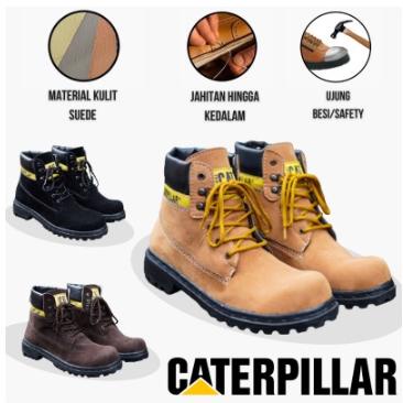 Ori 100% [Buy 3 Free Gold] [COD] Bayar Di Tempat  Sepatu Boots Safety Caterpillar/CAT Ujung Besi Pro
