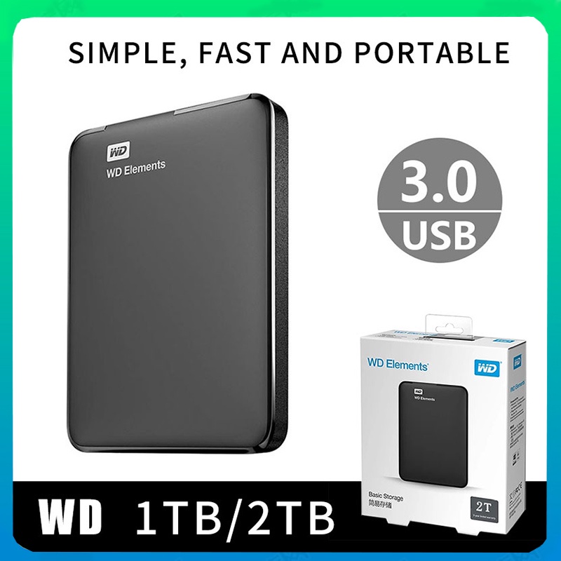 WD 2TB Hardisk Eksternal 2.5&quot; Portable Hardisk USB 3.0 HDD Untuk PC/Laptop