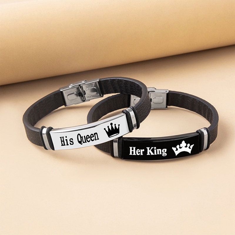 2pcs/set Mahkota Anti Karat Her King His Queen Trendi Olahraga Silikon Pasangan Gelang Bangle Unisex Kekasih Bracelets Hadiah