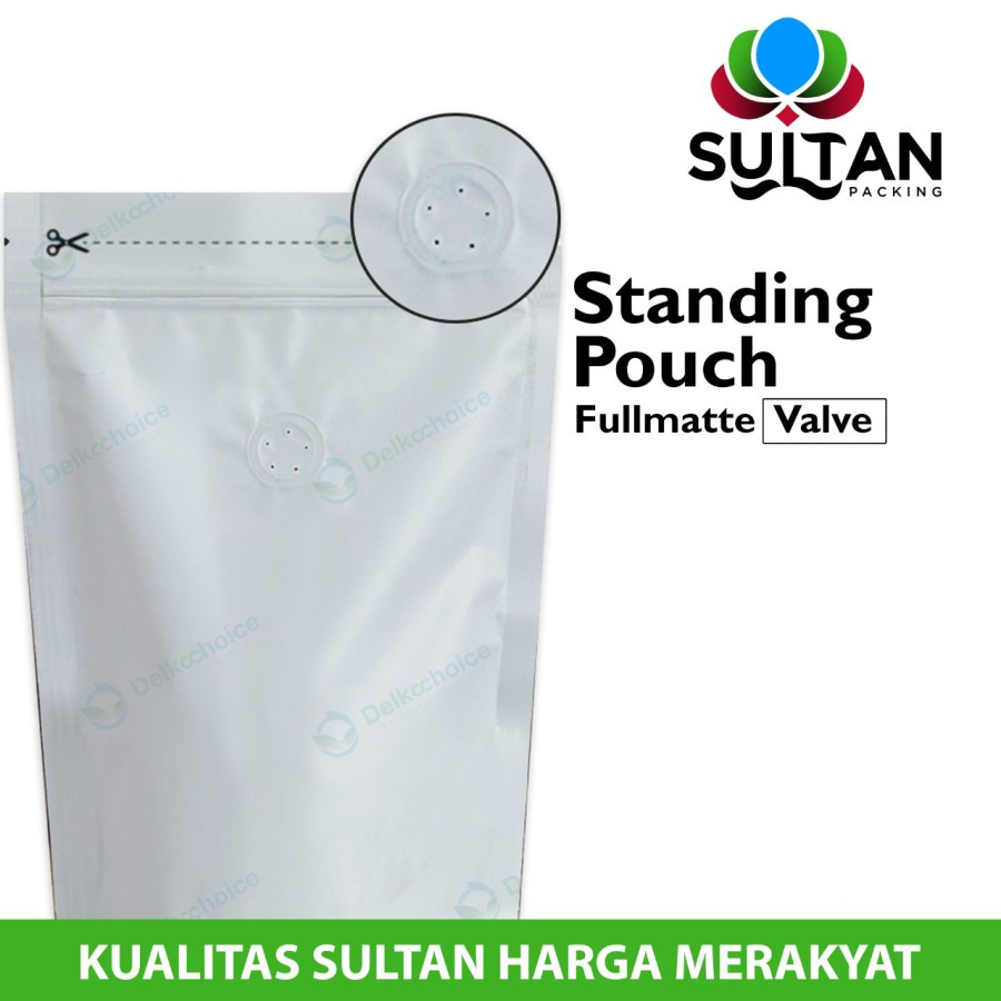 STANDING Pouch White 12x20cm VALVE NON WINDOW ZIPLOCK plastik klip
