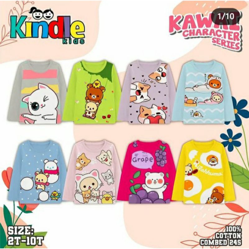 KAOS LENGAN PANJANG KAWAI KARTUN KINDLE KIDS (BRP06)