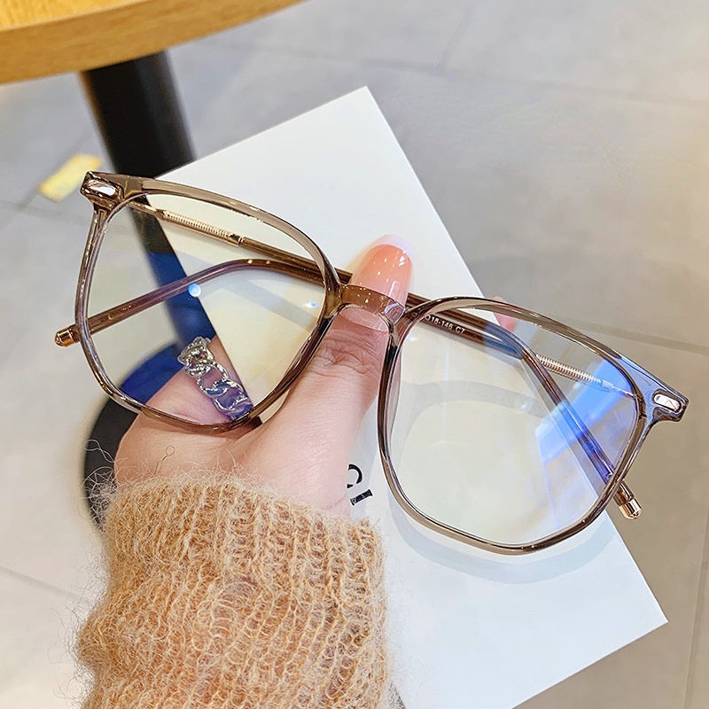 Fashion Anti-Blue Light Metal Full-Frame Kacamata Untuk Wanita Indah Rivet Alis Frame Square Eyeglasses Trend Blue Light Kacamata Pelindung