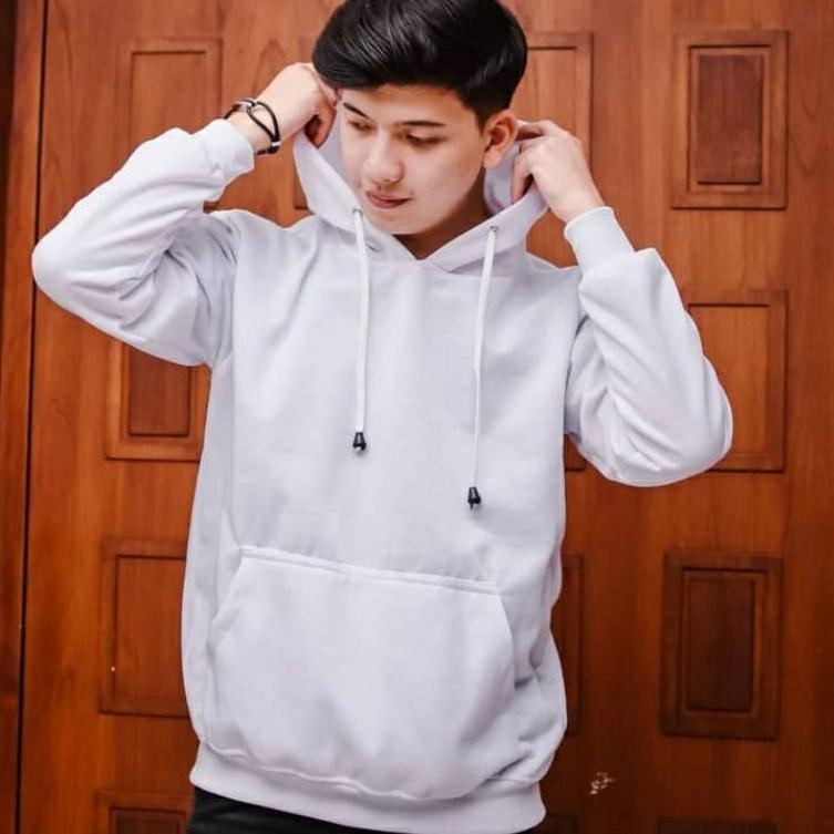 SPECIAL PRICE SWEATER HOODIE POLOS PUTIH PRIA/WANITA UKURAN M.L.XL # JAKET HOODIE POLOS # PAKAIAN PO