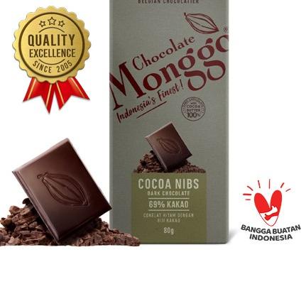 

֍ Chocolate Monggo | Cocoa Nibs & Dark Chocolate 69% Cocoa 80gr | Coklat Murni 100% Cocoa butter | Biji Kakao & Cokelat Hitam ♙