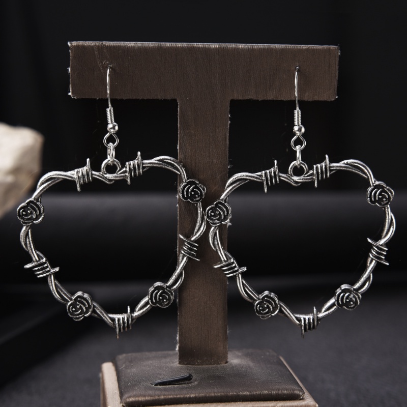 Retro Logam Jantung Kait Anting Duri Mawar Cinta Anting Pernikahan Valentine'Day Hadiah Ulang Tahun Cahaya Mewah Liontin Anting-Anting Wanita Pernyataan Telinga Perhiasan