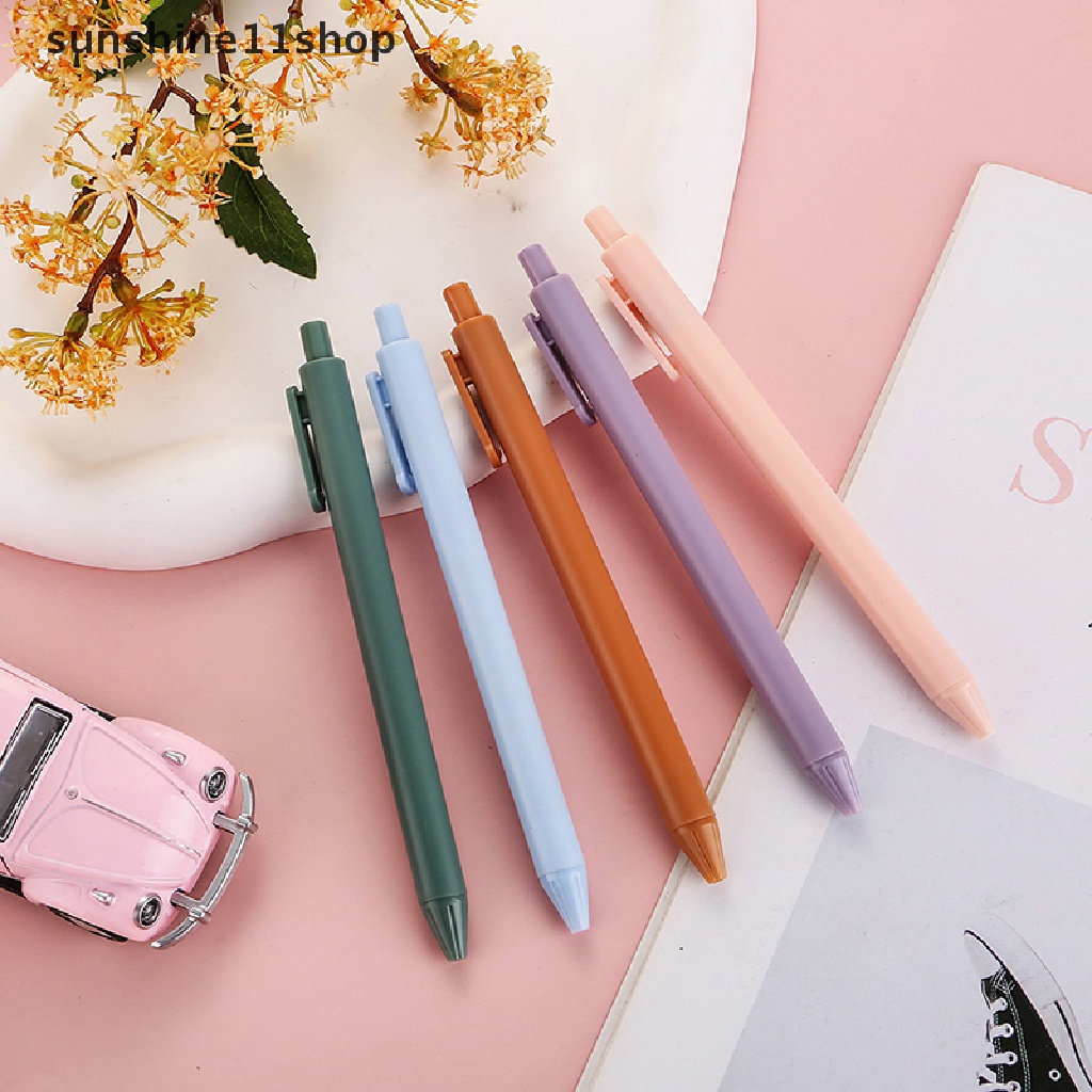 Sho Morandi Macaron Press Gel Pen 0.5mm Refill Halus Tinta Wrig Tahan Lama Pen Tanda Tangan Wrig Pen Sig Tinta Hitam Kantor Sekolah Alat Tulis Supply N