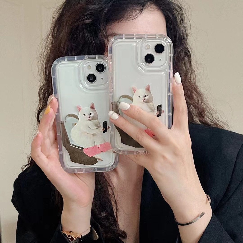 IPHONE Lembut Casing Ponsel Transparan Kompatibel Untuk Iphone14 13 11 12 Pro XS Max X XR 7 8 Plus Casing TPU Silikon Kucing Lucu Shockproof Cover