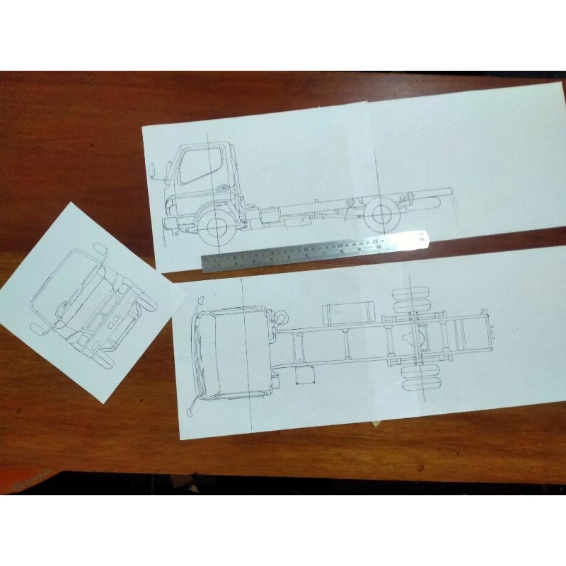 pola miniatur truk canter sekala 14