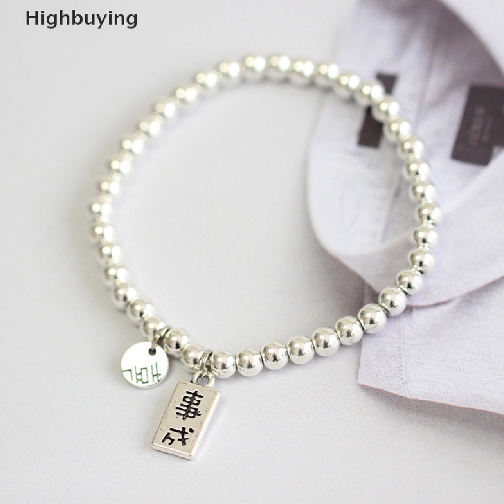 Hbid Gelang Manik-Manik Bulat Fashion Warna Perak Sederhana Untuk Wanita Gadis Punk Hip-Hop Trendi Aksesoris Perhiasan Hadiah Pasangan Perhiasan Glory