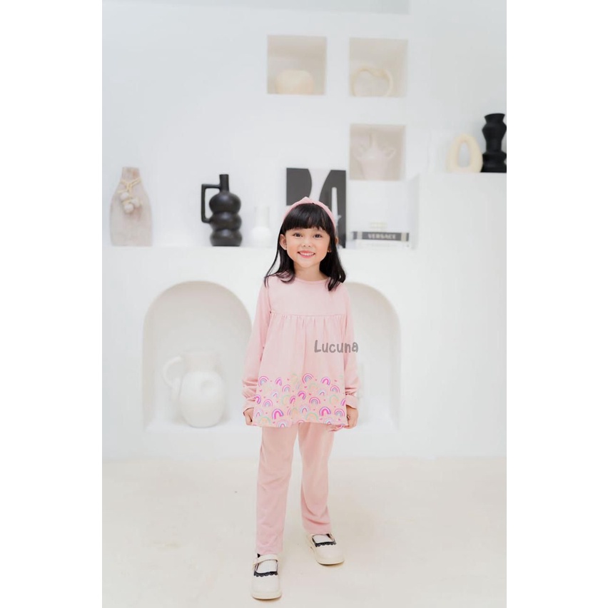 Setelan Anak Tunik Rania Lucuna Original Lengan Panjang Super Premium Baju Muslim Perempuan