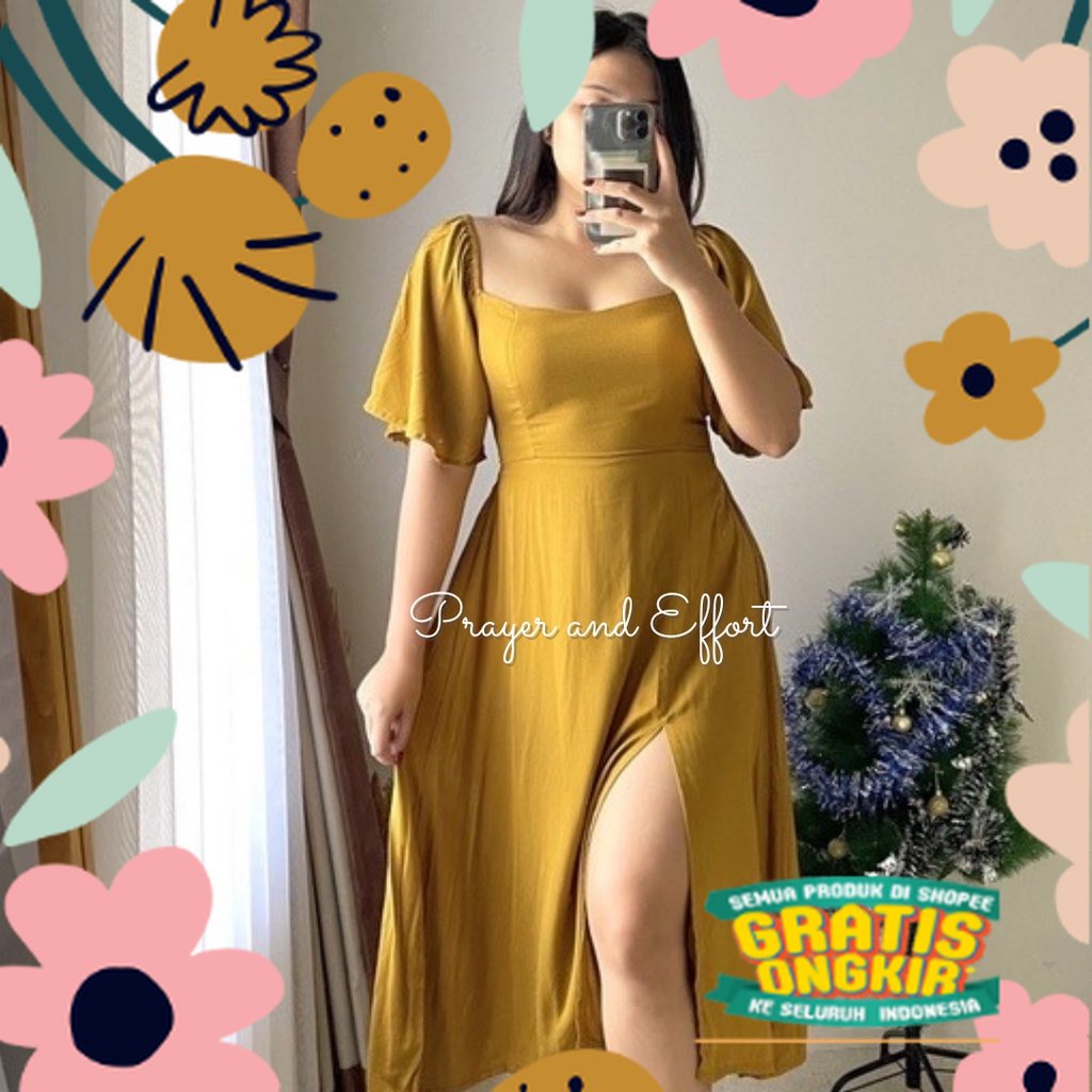 BIG SIZE XL-XXXXL Dress NICHA Dres Sabrina Irise Wanita korea A Line Bodycon Maxi Casual Natal pesta