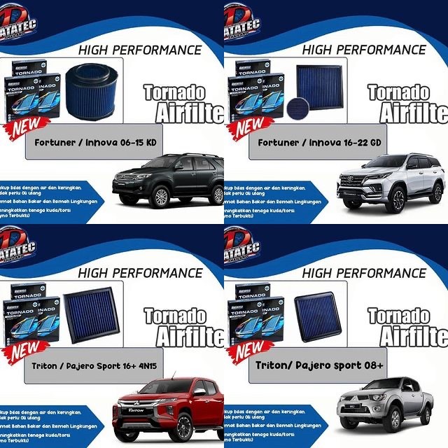 Terlaris Datatec Tornado Filter Udara Replacement Open Innova Fortuner Pajero