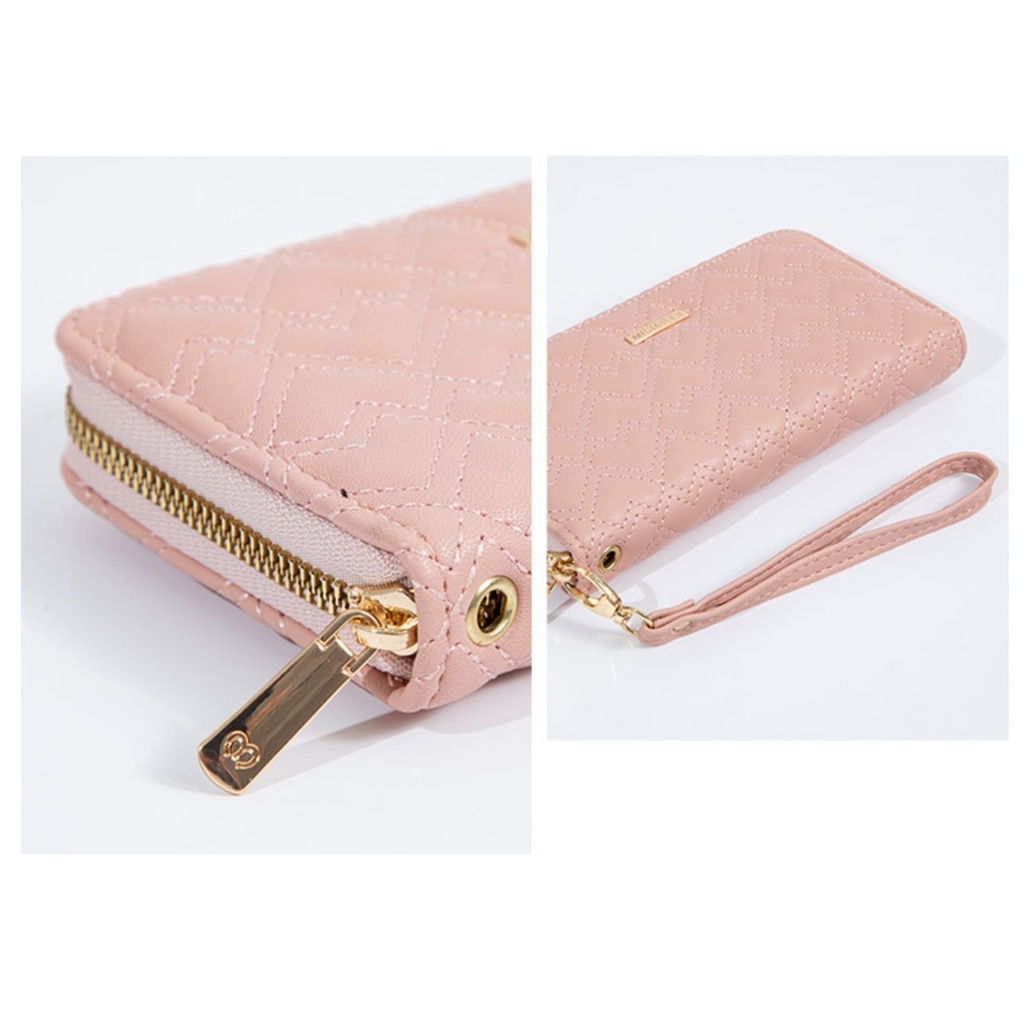 DOMPET PANJANG WANITA RESLETING CEWEK MURAH FASHION BATAM KEKINIAN LUCU SIMPLE PREMIUM KULIT PINK WA647P3 CHAMONIX IMPORT TALI PENDEK SLOT KARTU UANG KOIN BRANDED REMAJA KOREA