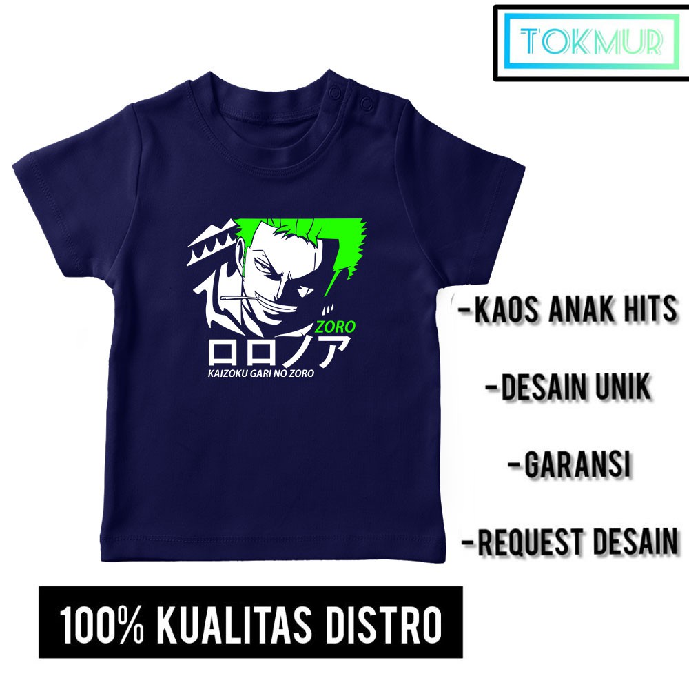 Kaos Anak Laki Laki Anime One Piece Kaizuro Gari No Roronoa Zoro Blkg Hitam Cotton Combad 30s Distro