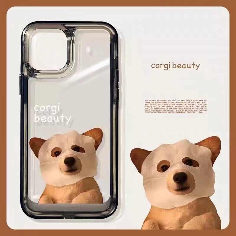 IPHONE Casing Ponsel Lembut Anjing Lucu Kompatibel Untuk Iphone11 14 13 12 Pro Max XS XR X8 7 6S Plus Casing Transparan TPU Silikon Shockproof Cover