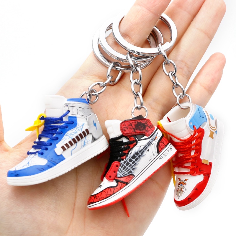 Mini Sneakers Gantungan Kunci 3D Model Tiga Dimensi Sepatu Sneakers Basket Keychain Ransel Liontin Gantungan Kunci Mobil Hadiah Untuk Pacar