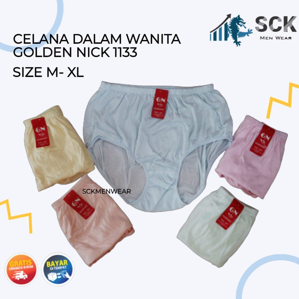 [ISI 3] CD Wanita GOLDEN NICK 1133 Pinggang Karet ukuran M-XXL Bahan Katun / Celana Dalam Wanita - sckmenwear GROSIR