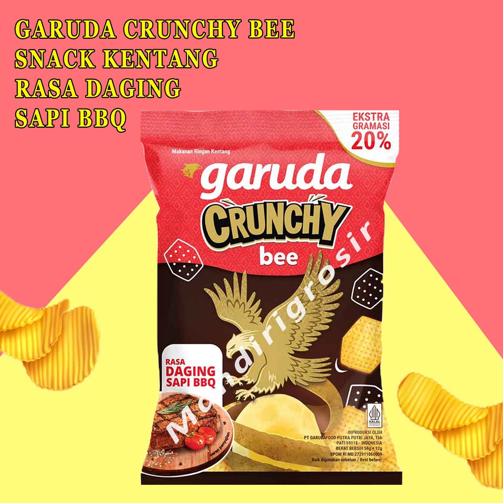 Snack Kentang* Garuda Crunchy Bee* Rasa Daging Sapi BBQ* 58g+12g