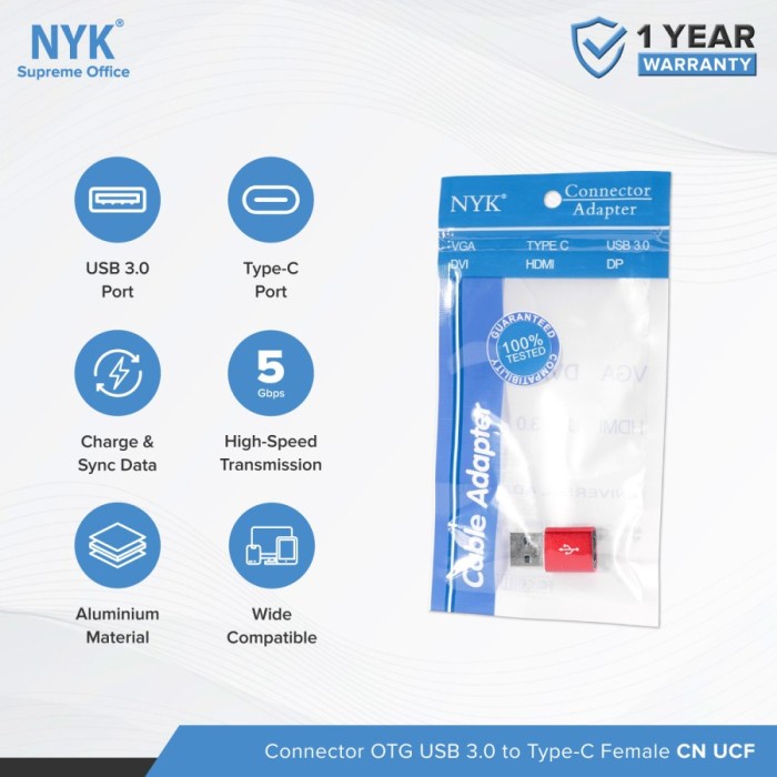 Connector OTG NYK Usb 3.0 Type C Female