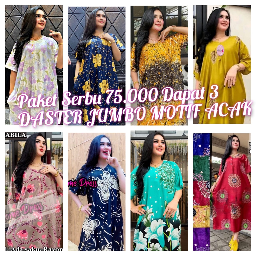 PAKET SERBU 75 RB DAPAT 3  DASTER JUMBO BUSUI  LD 120 KEKINIAN KANCING DEPAN LENGAN PENDEK MURAH ADEM RAYON  XL XXL XXXL MEKAR HOME DRESS MEKAR HOME DREES DRES