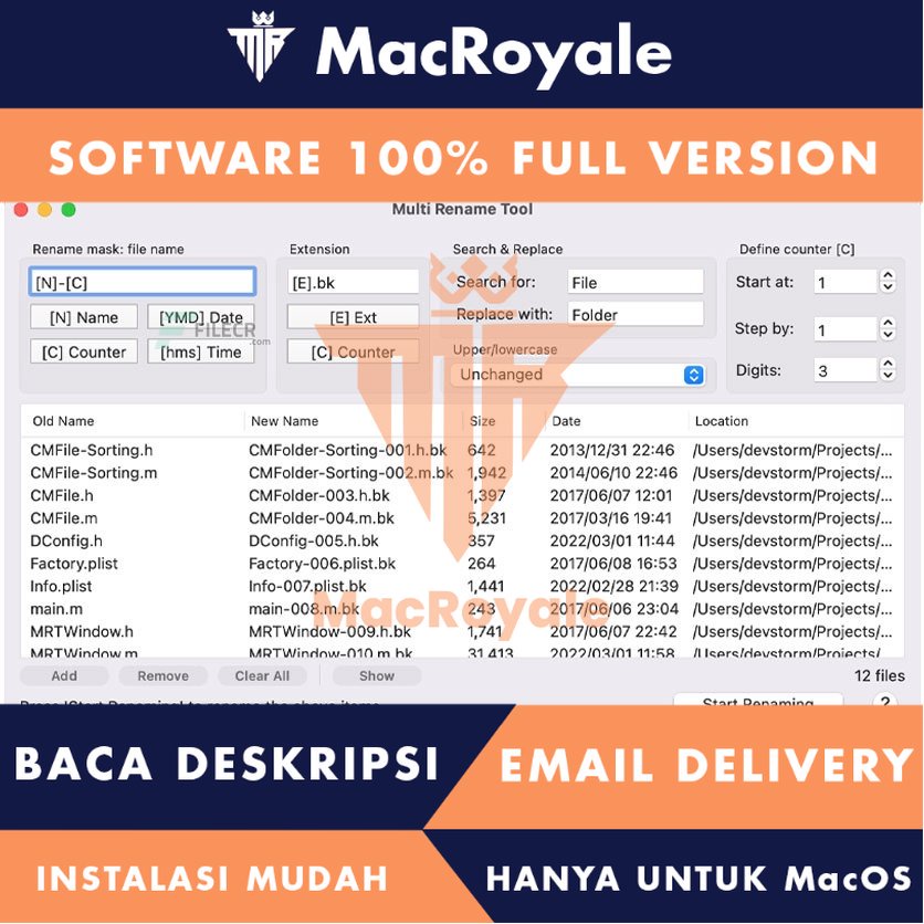 [MacOS] Multi Rename Tool Full Version Lifetime Full Garansi