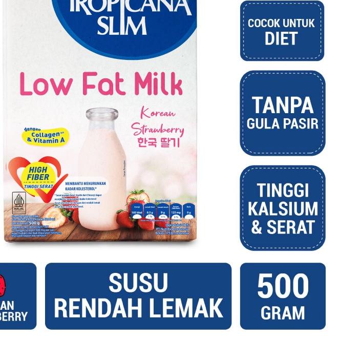 

✪ Tropicana Slim Low Fat Milk Korean Strawberry 500 gram – Susu dengan Kolagen ♛