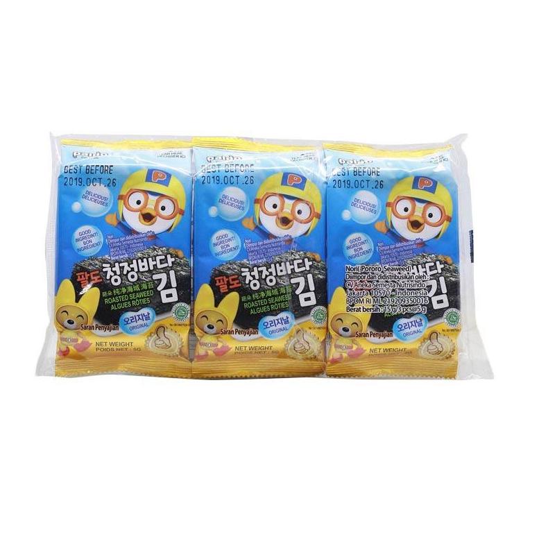 

2.2 FLASH SALE Pororo Roasted Seaweed Nori Rumput Laut Panggang Siap Makan - 3 packs - 15 gram .,..,.,.,.