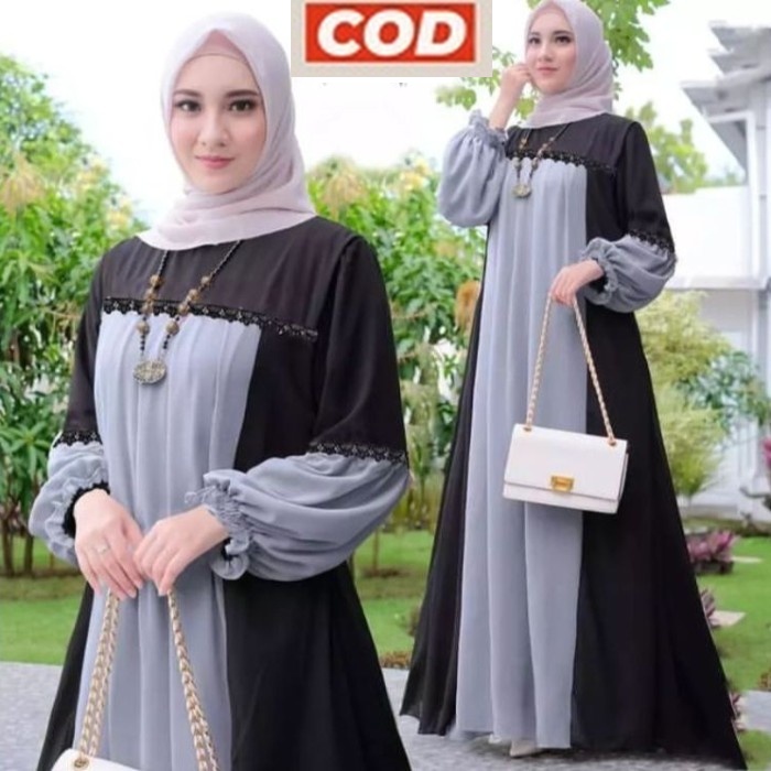 Gamis Pengajian Kondangan Lebaran Warna Abu Grey Silver Muda Simpel Kasual Cantik Lucu Kekinian M L 