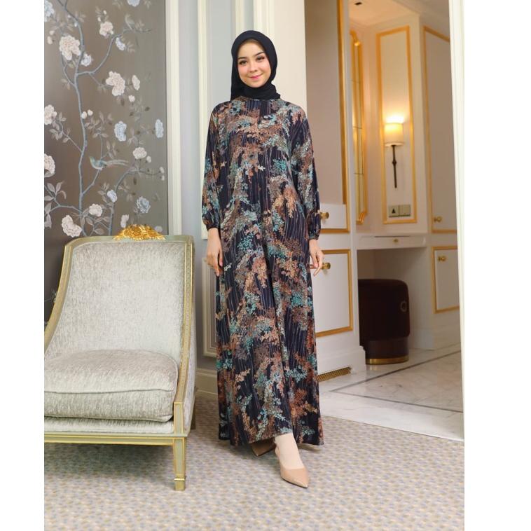 BEST SELLER Dress Yumna Anggur Square Leaf Rainbow Jannat
