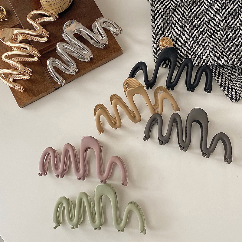 Pin Rambut Klip Gelombang Desain Simple Bahan Alloy Untuk Wanita Perempuan Hair Extension Clamp Aksesori Rambut