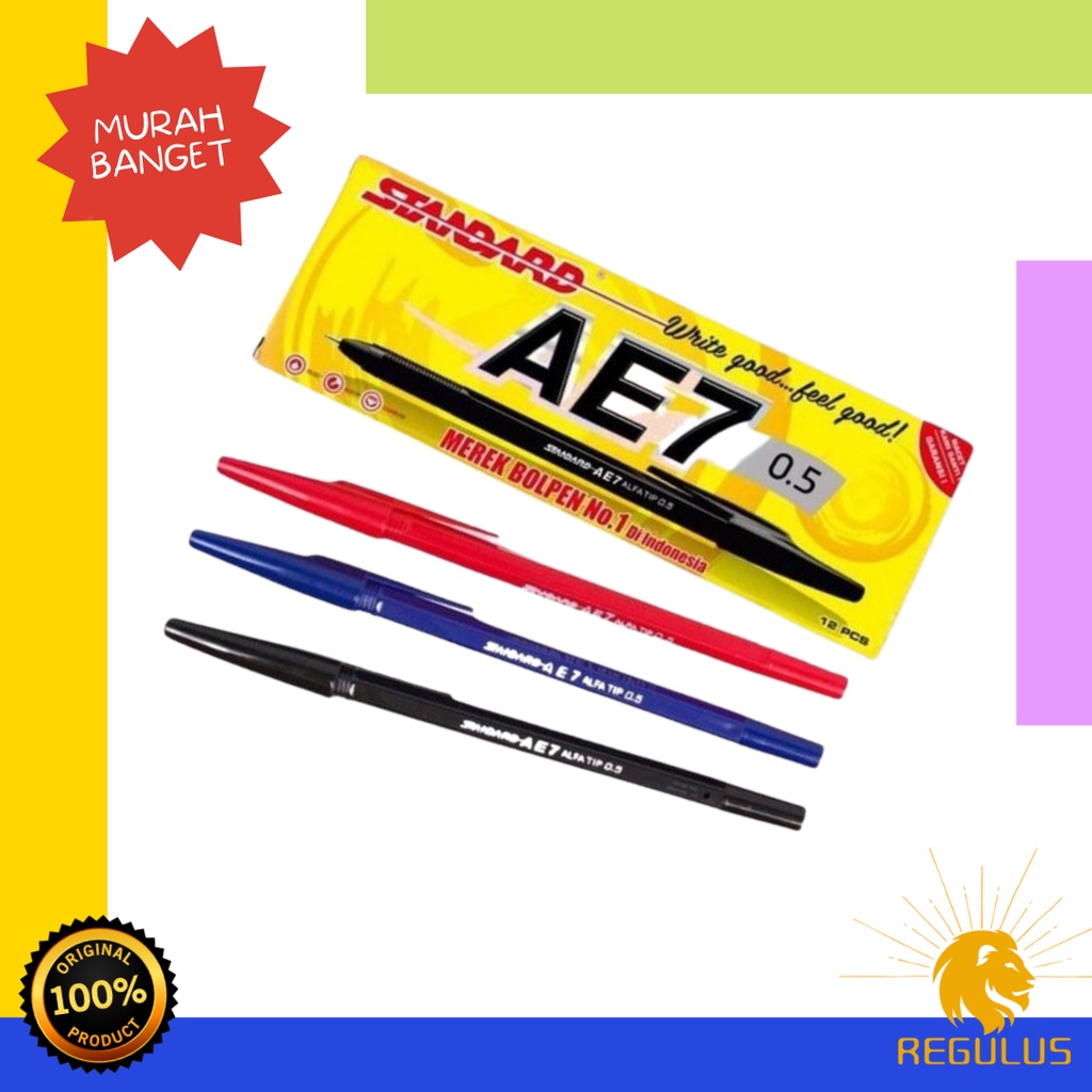 

PULPEN BALLPOINT STANDARD AE 7 HITAM / BIRU / MERAH Regulus