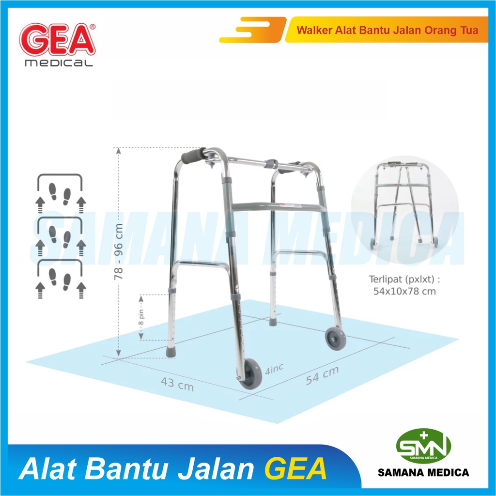 Walker GEA Dengan Roda / Tanpa Roda Alat Bantu Jalan GEA Murah Promo