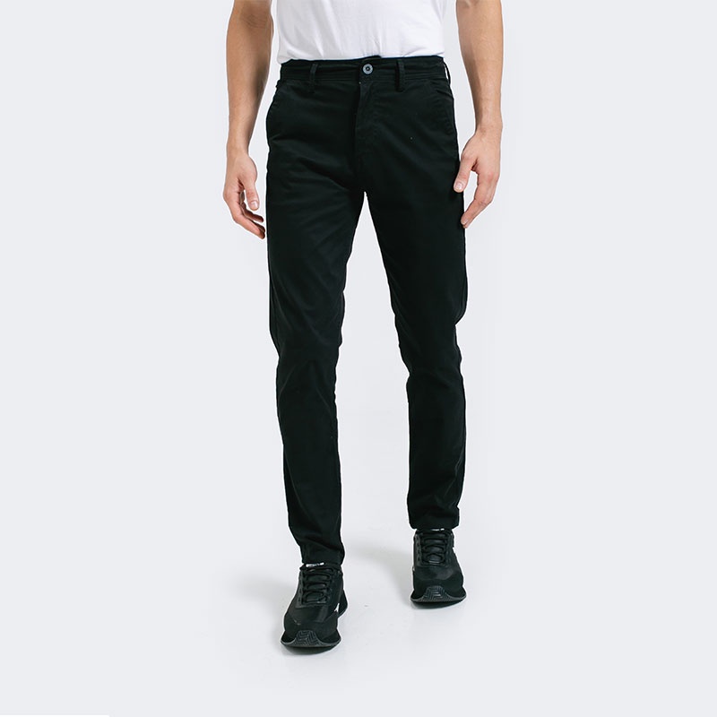 3Second Original Celana Chino Slim Fit Panjang Cotton Katun Long Pants Stretch Pria Hitam 051222