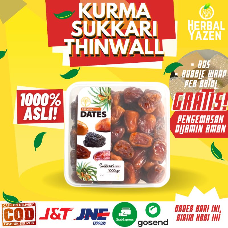 

Kurma Sukari Thinwall 500 gr gram 1 Kg - Kurma Raja Basah Premium Quality Herbal Yazen