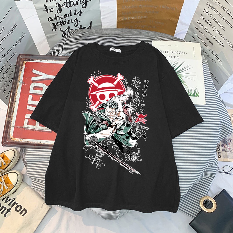 Promo Kaos Pria Wanita Harajuku One Piece Roronoa Zoro Luffy Sauron Kaus Anime Jepang Kartun Lucu Wanita Kaus Atasan Kaus Grafis Kawaii Streetwear