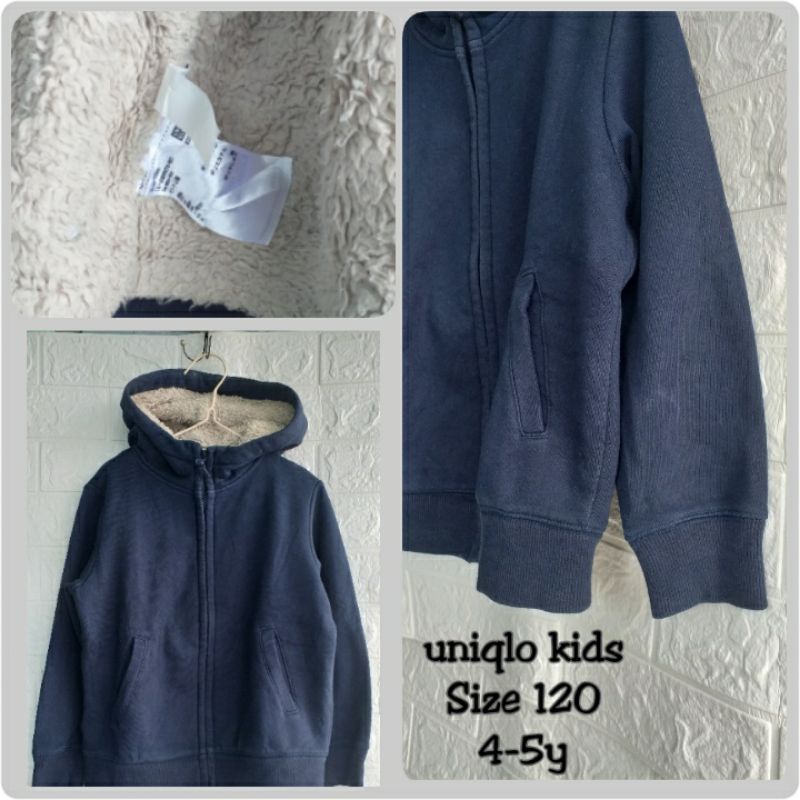 jaket anak brand uniqlo, disney, full bulu, sherpa, babyterry, denim