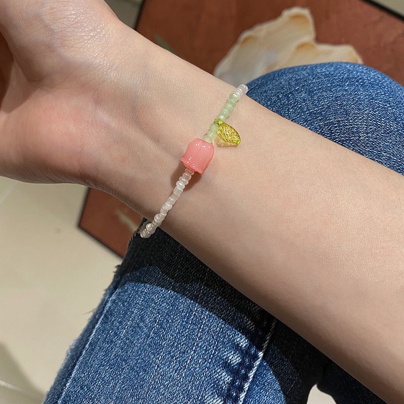 Gelang Mutiara Desain Bunga Tulip Untuk Wanita