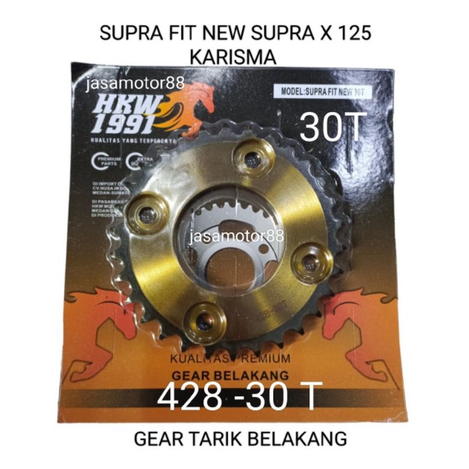 GEAR GIR GIGI TARIK BELAKANG SUPRA FIT NEW SUPRA X 125 KARISMA 428 30T 30 T GOLD