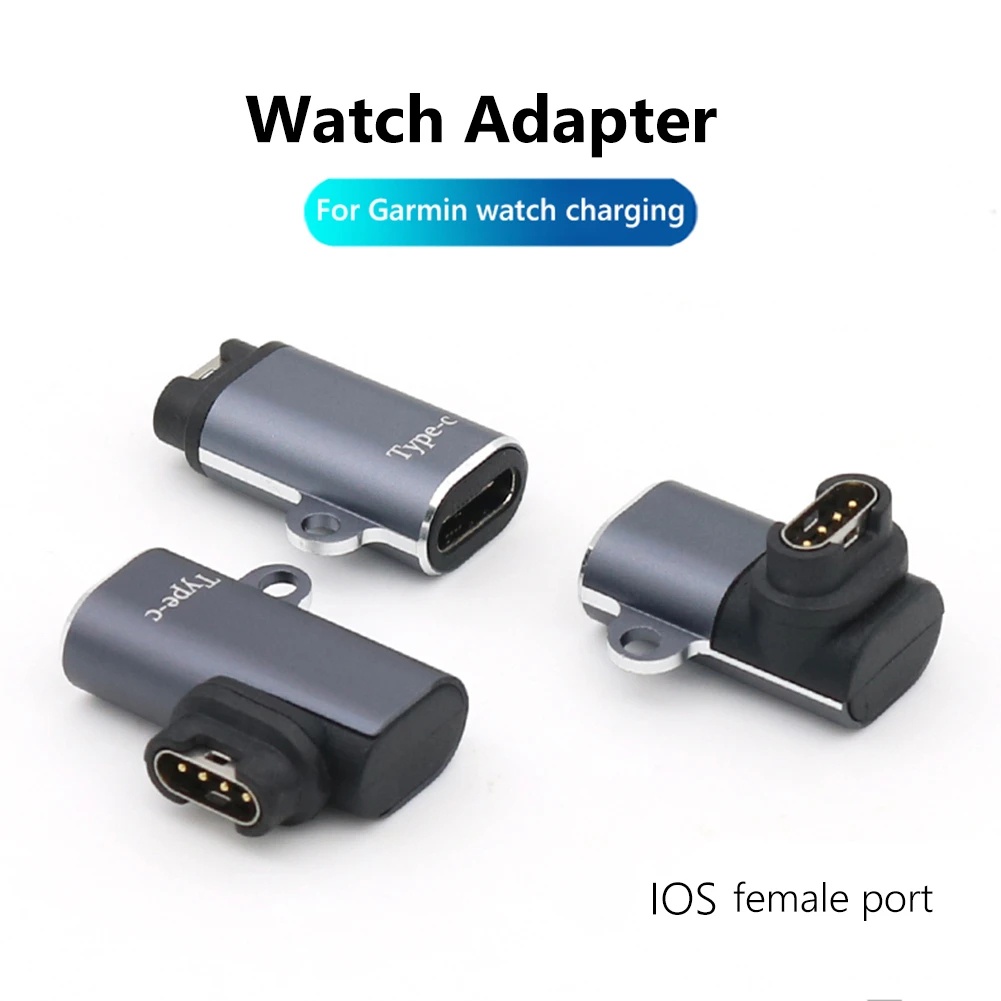 Micro USB/Type-C/IOS Female Head Turn Garmin Watch Charging Adapter/Adaptor Charger Smartwatch/Converter Cocok Untuk Aksesoris Garmin Fenix/Venu/Vivoactive/Garmin Series