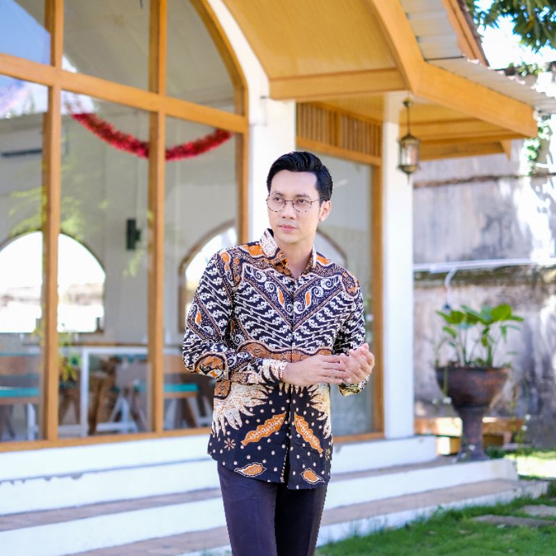 Batik Premium Pria Slimfit Lengan Panjang Batik Kertojoyo Terbaru free box eksklusif dan masker