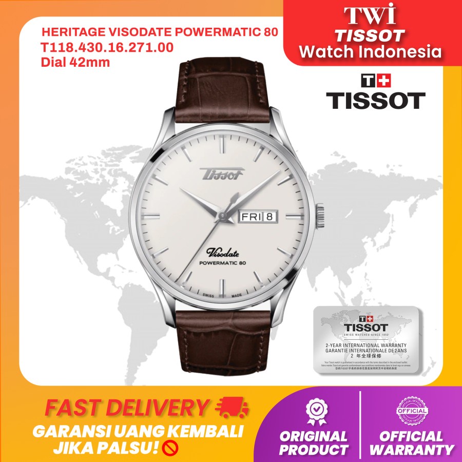 Jam Tangan Pria Tissot T118.430.16.271.00 Heritage Visodate Powermatic