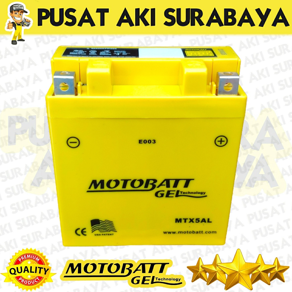 ACCU TERBAIK MOTOBATT MTX5AL SUZUKI SHOGUN 110 SATRIA 120 TITAN ASTREA GRAND LEGENDA GM5Z GT6A YT7C YB5LB
