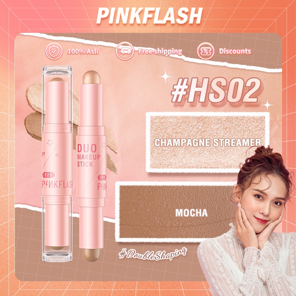 PINKFLASH Highlighter Blush On  DoubleShaping Magic Shaping Flicker Honey DUO Makeup Stick  Creamy Smooth Highlighter PF