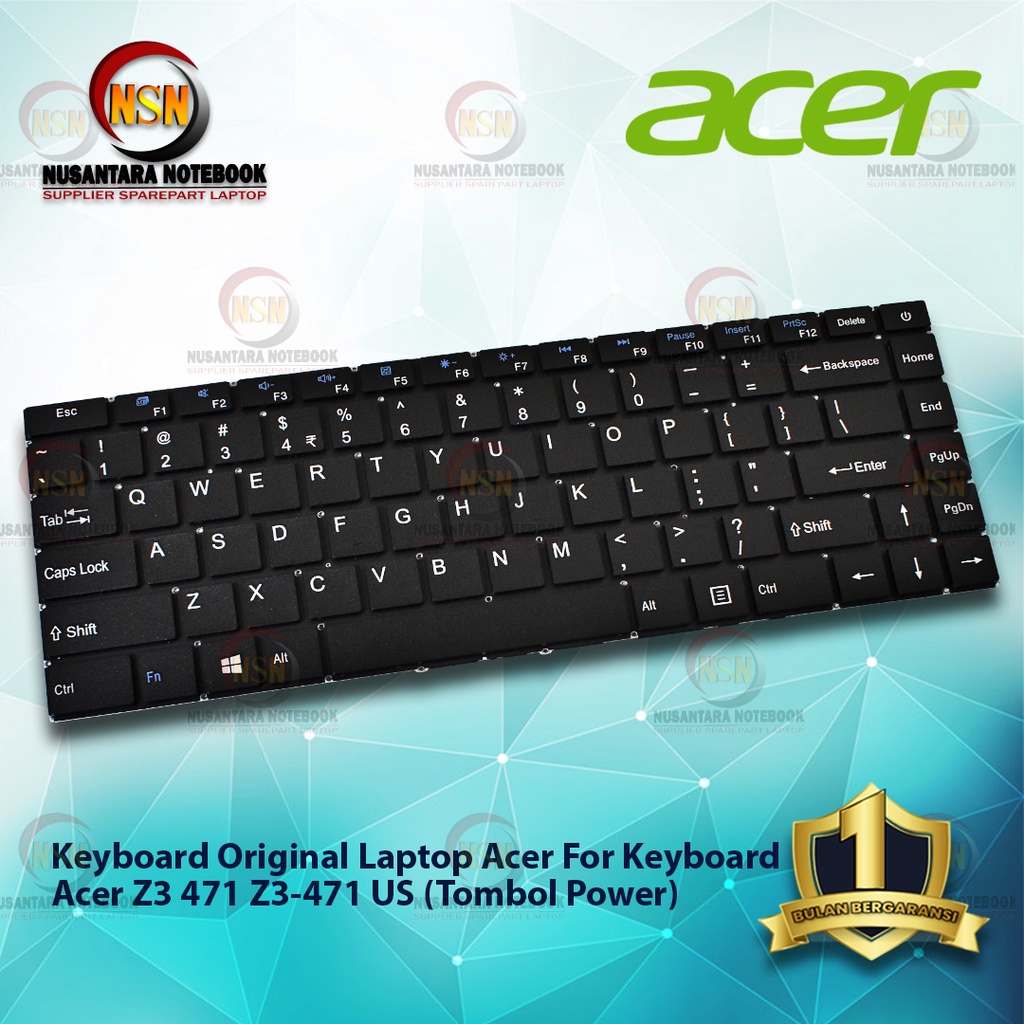 Keyboard Original Laptop Acer Z3 471 Z3-471 US Series Tombol Power