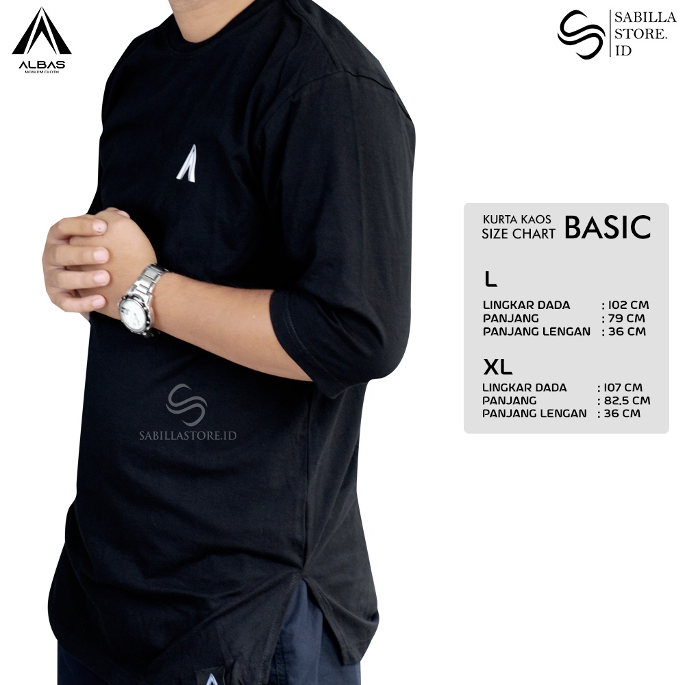 ALBAS Kurta Kaos 'logo' Combed 24s / Kurta Lengan 3/4 / Kurta Premium